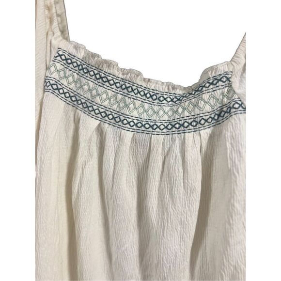 NWT Madewell Seahorse Embroidery Top 3X Plus Blue Zig Zag Embroidered Square Top - Picture 6 of 16